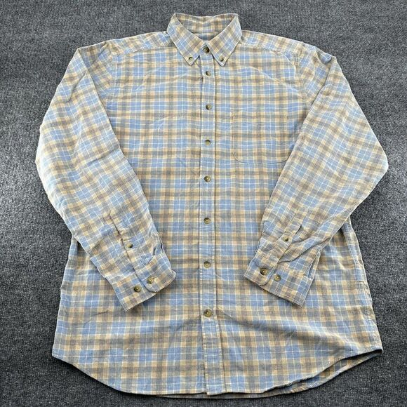 Territory Ahead‎ Shirt Mens Large Tall Plaid Corduroy Blue Yellow Button Down - Picture 1 of 13
